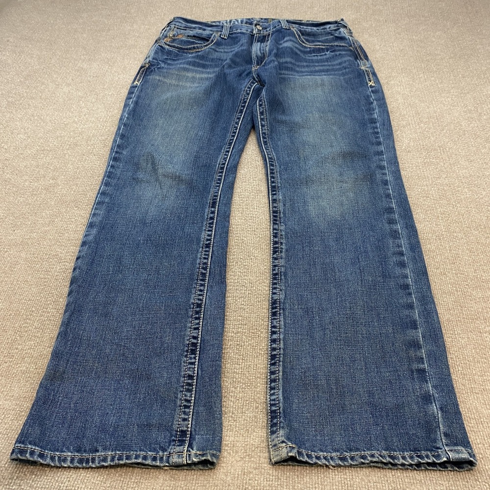 Ariat M5 Straight Jeans Mens 38x36 Blue Med Wash Slim Straight Denim Pants
